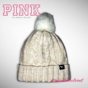EUC Victoria Secret PINK Cozy Sherpa Pom Beanie